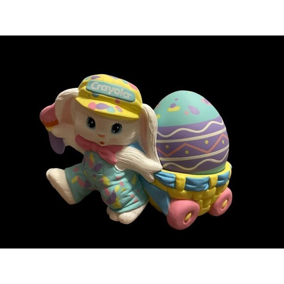 Vintage 1990 Hallmark Crayola Bunny Rabbit Painter Easter Egg Holder Figure - Picture 2 of 8